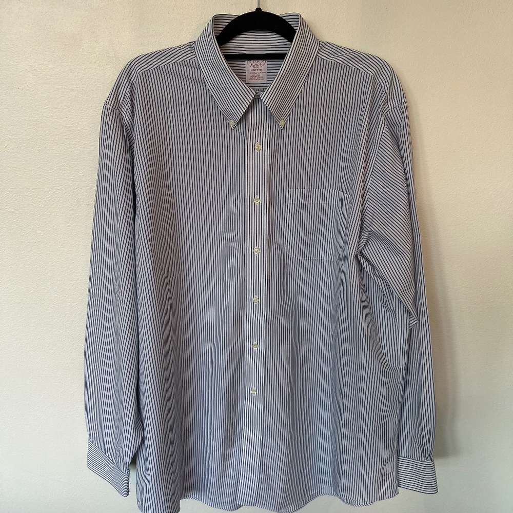 Brooks Brothers Shirt - 17 36 - Blue and White Stripe - Madison Fit